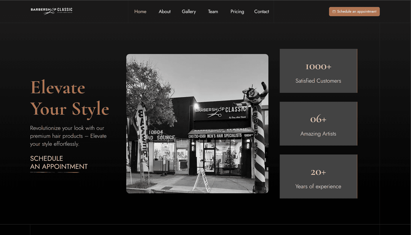 Barbershop Classic LA — Business Website project screenshot