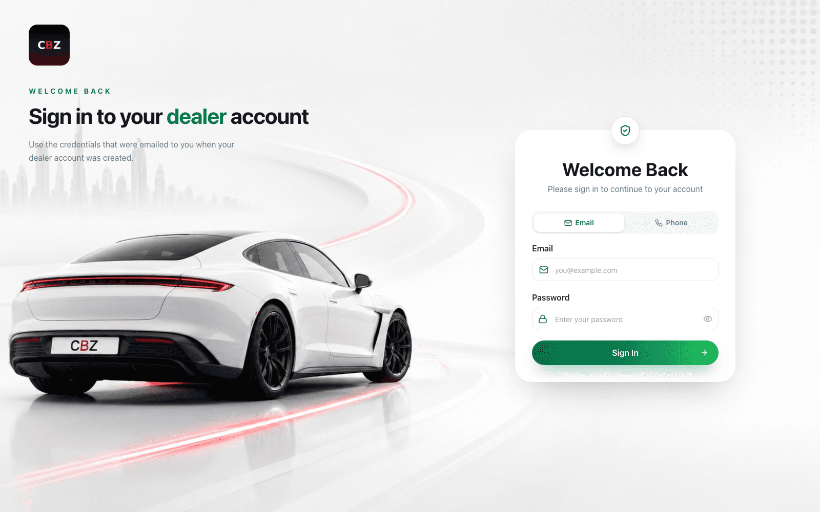 CBZ Dealer Dashboard — Web Application project screenshot